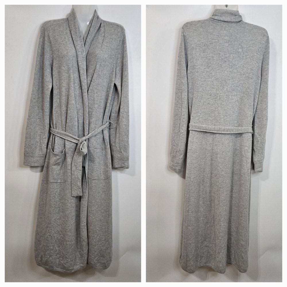 Maggie by Magaschoni 100% Cashmere Robe Grey Luxurious Soft Comfy